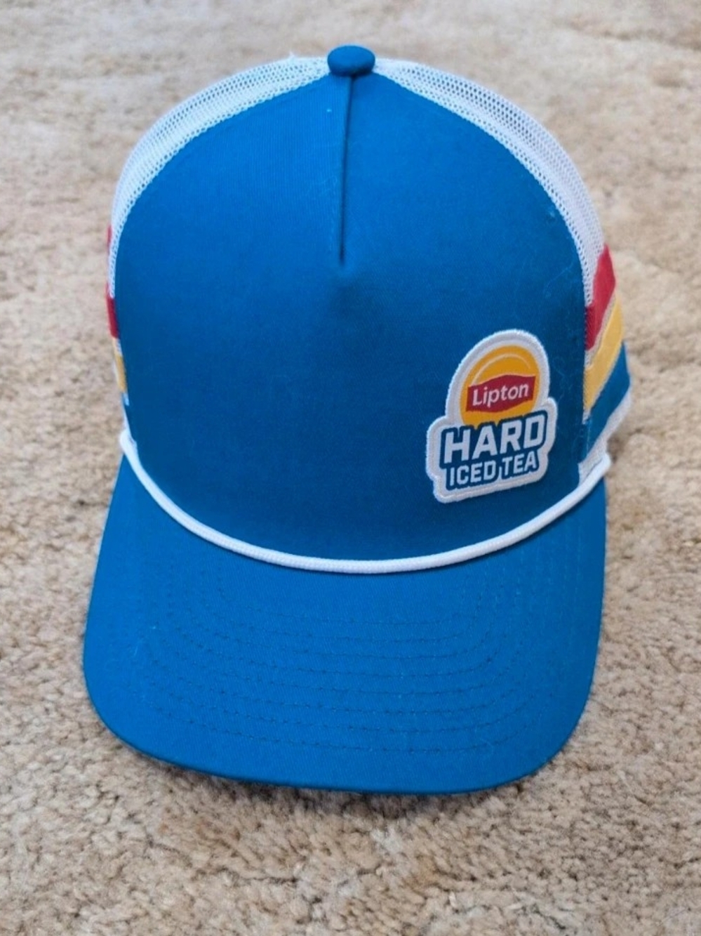 Lipton Hard Iced Tea Trucker Hat Blue White Mesh Snapback Cap Retro